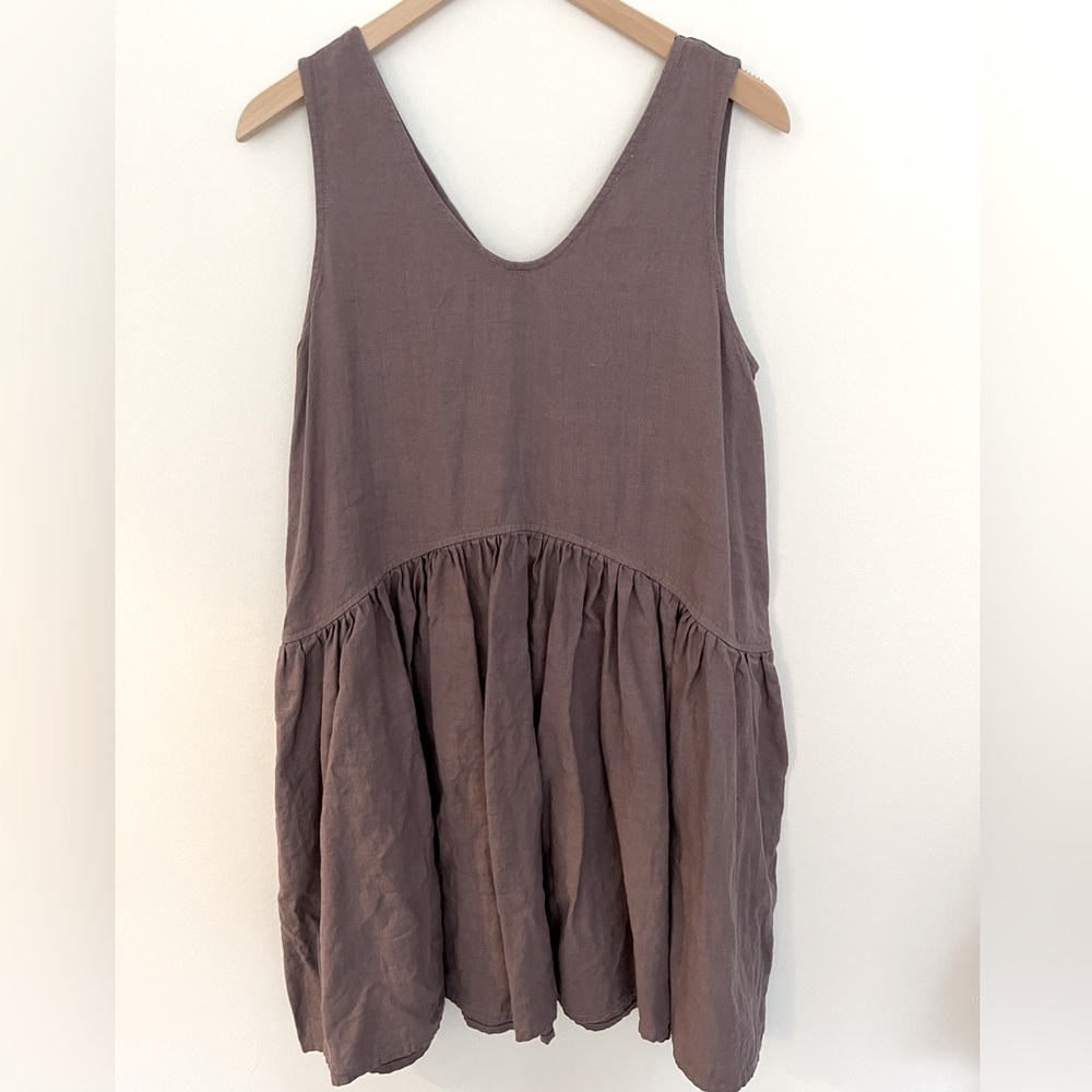 notPERFECTLINEN Volume Dress in Caffe Mocha